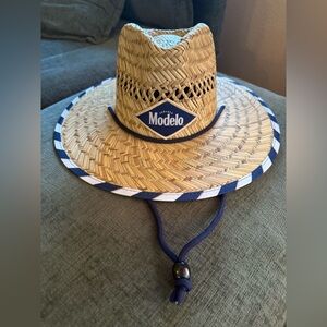 Modelo Straw Hat with Blue Trim NWT